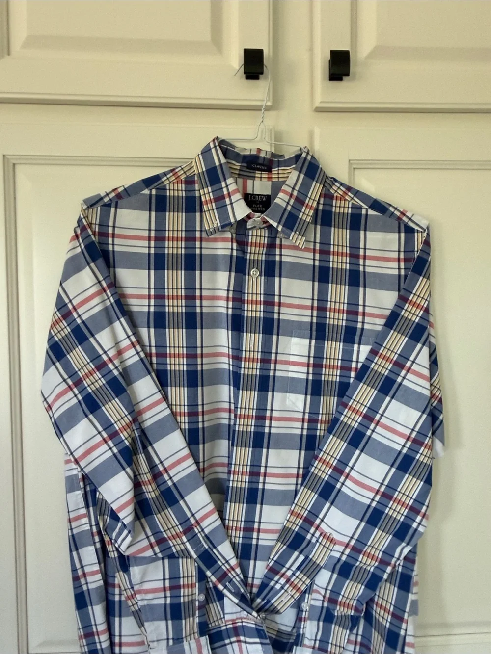 J. Crew Blue, White and Red Plaid Button-Down Shirt